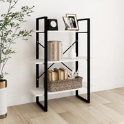 Libreria a 3 Ripiani-Scaffale per Libri-Mobile di Stoccaggio Bianca 80x30x105 cm in Massello di Pino
