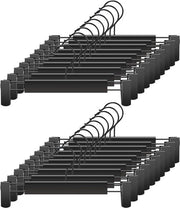 Hangers per abito, con ganci a 360° di rotazione e viti di fissaggio regolabili, per abiti, giacche e jeans (20 pezzi, nero).