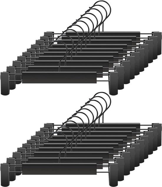 Hangers per abito, con ganci a 360° di rotazione e viti di fissaggio regolabili, per abiti, giacche e jeans (20 pezzi, nero).