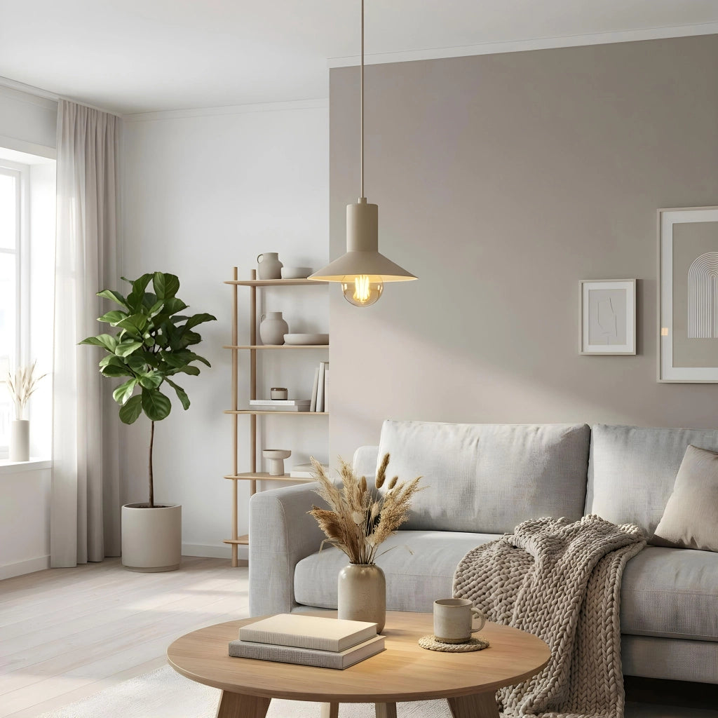 Lampada sospesa Nox 1xE27 beige cono acciaio Luminex