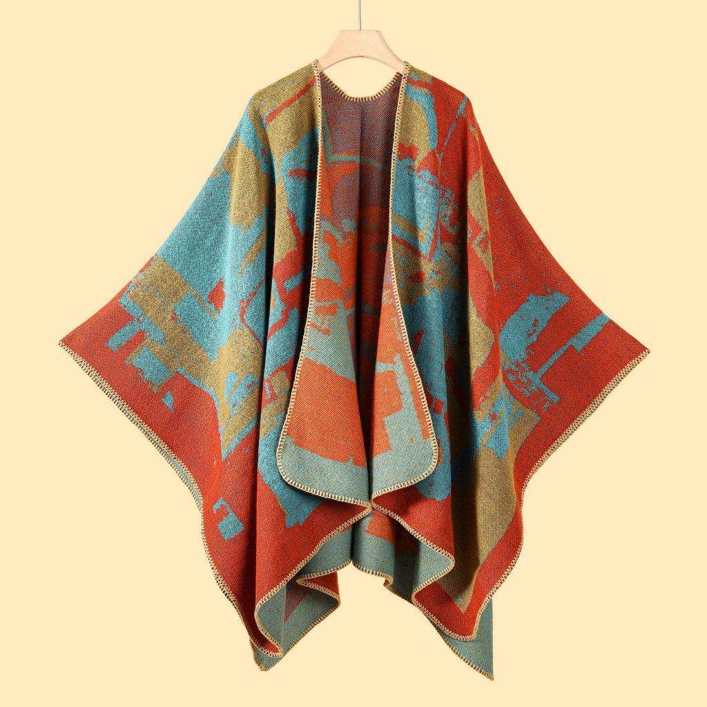 Sciarpa grande, semplice ma sofisticata, in stile etnico delle praterie, mantella, sciarpa in cashmere
