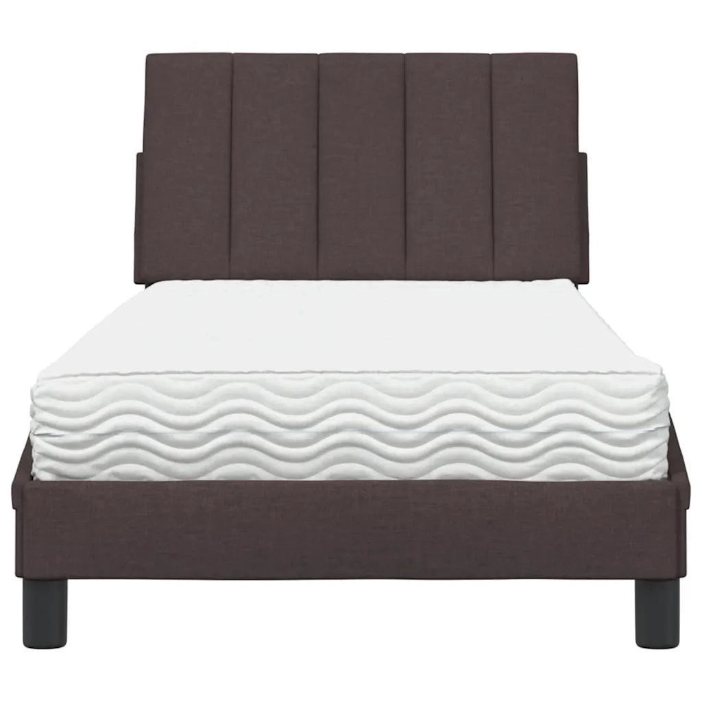 Letto con Materasso Marrone Scuro 90x200 cm in Tessuto