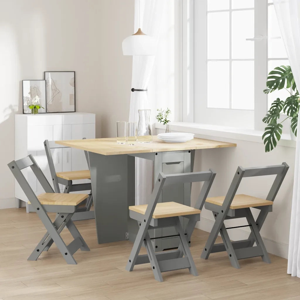 Set da Pranzo 5 pz Corona Pieghevole Grigio in Legno di Pino CFW2942997