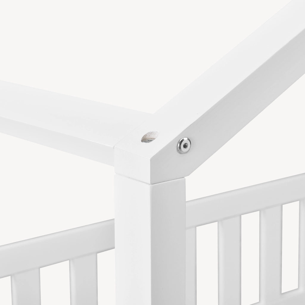 Letto per Cameretta Treviolo a Forma di Casetta in Stile Montessori 90x200 cm Bianco [en.casa]