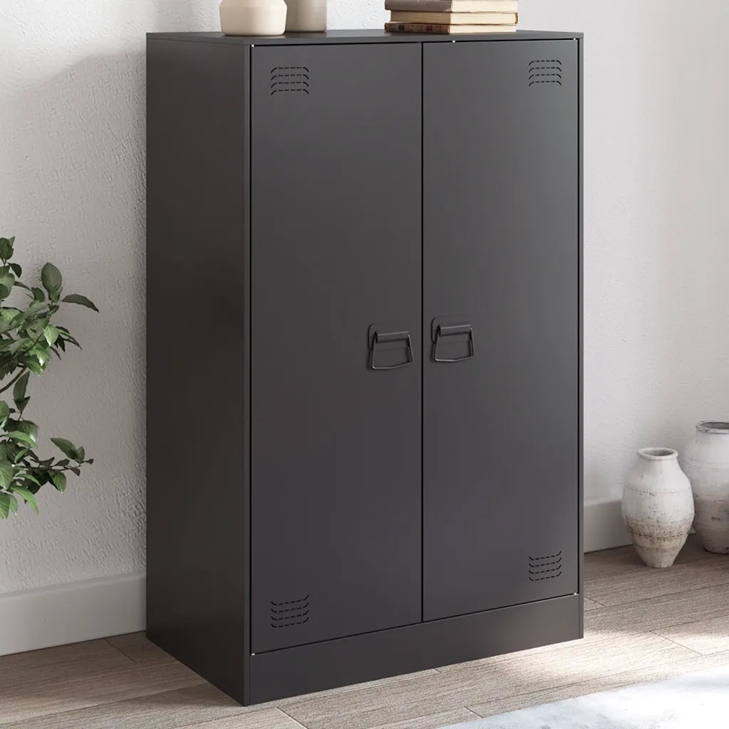 Credenza | Madia | Buffet da pranzo | Armadio da pranzo Nera 67x39x107 cm in Acciaio