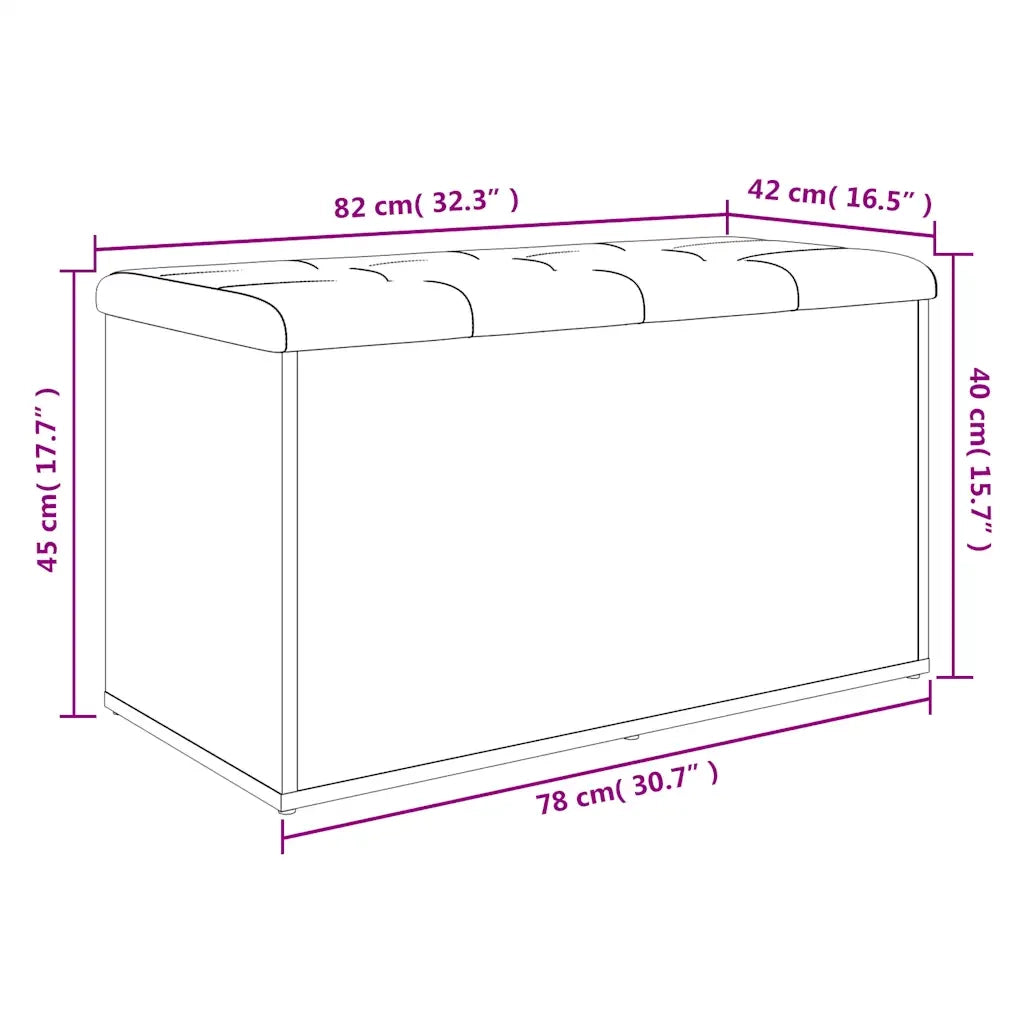 Panca Portaoggetti-Sgabello-Panca con Contenitore Grigio Cemento 82x42x45 cm Legno Multistrato