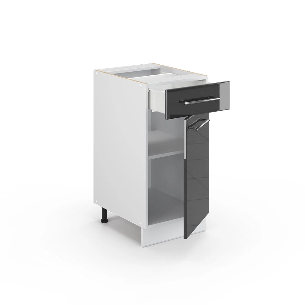 Mobiletto base per cucina Fame-Line Antracite lucido/Bianco 40 cm senza piano di lavoro Vicco