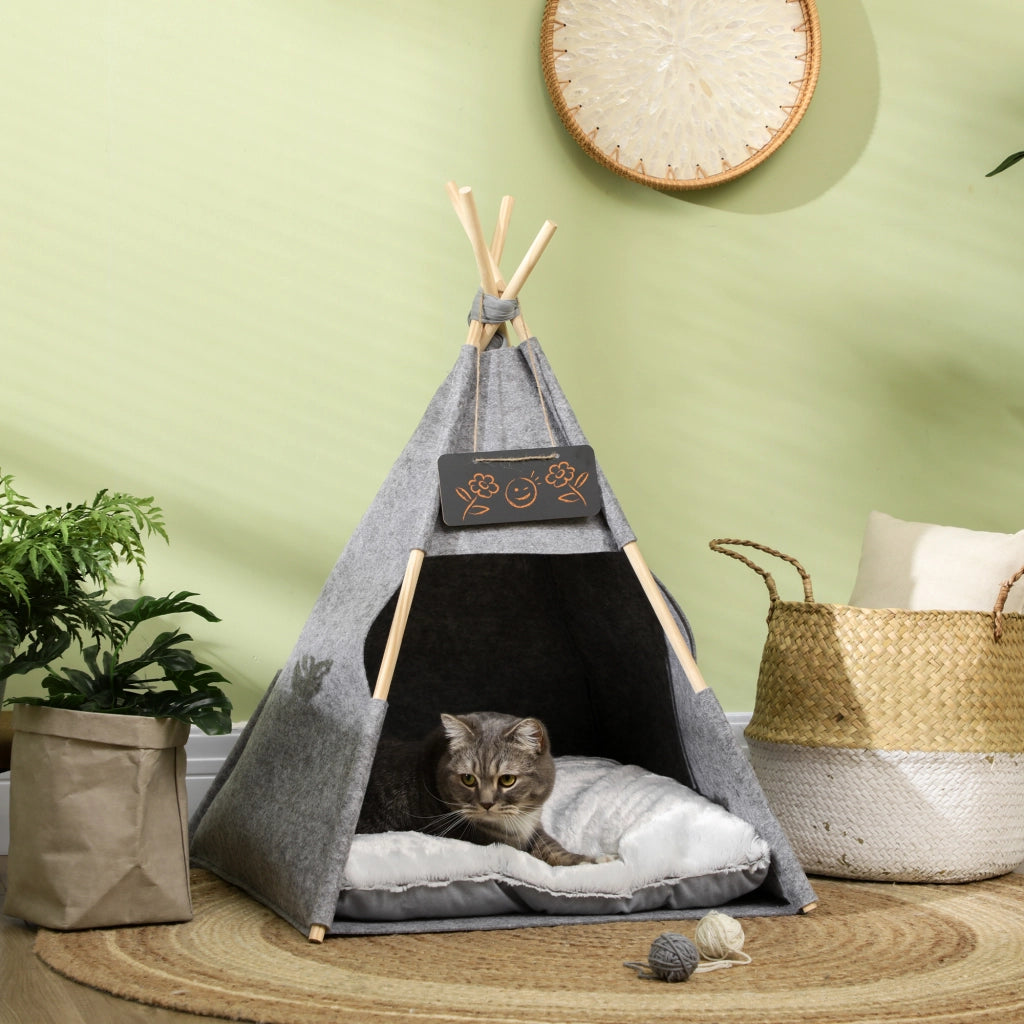 Casetta per Gatti e Cani con Cuscino Morbido ¨C zephmum ¨C Grigio 58x58x80 cm