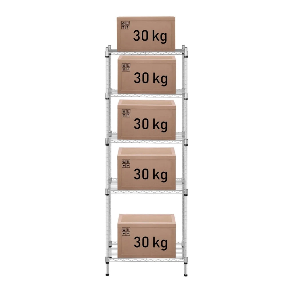 Scaffale professionale a 5 ripiani 35 x 55 x 150 cm - 150 kg metallo grigio 14_0001535