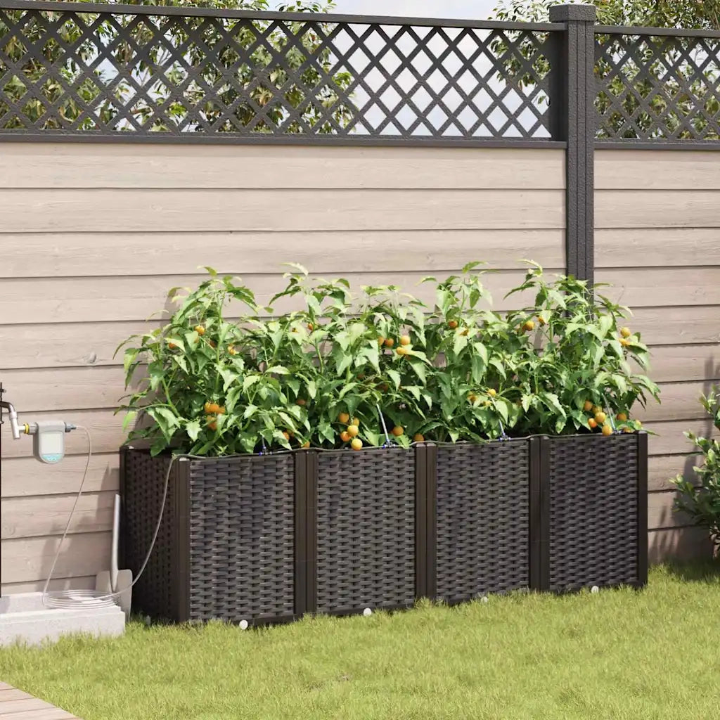 Vaso da giardino 4 pcs Marrone Plastica 42002834