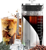 Macchina per Cold Brew - 1 litro - Acciaio inossidabile 304 - Contenitore in vetro borosilicato - Macchina per caffè freddo - Afdichting a doppia camera a silicone ad alta densità