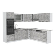 Cucina angolare completa R-Line Calcestruzzo/Bianco 247 x 237 cm, PL Marmo Vicco