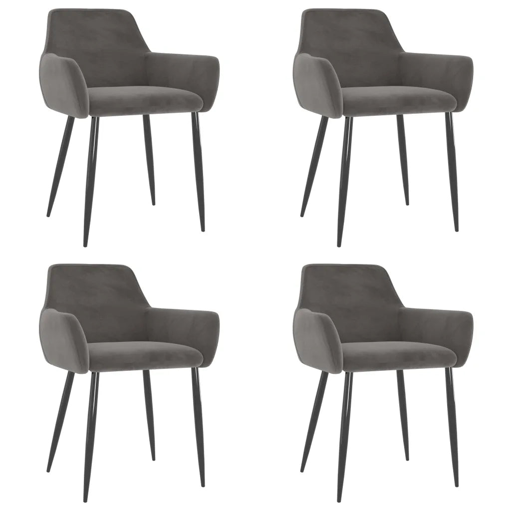 Sedie da Pranzo 4 pz Grigio Scuro in Velluto cod mxl 10276