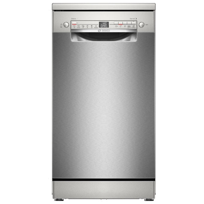 Bosch lavastoviglie a libera installazione 45 cm, SPS2HKI55E, acciaio anti-impronte, classe D, Home Connect, cestello regolabile