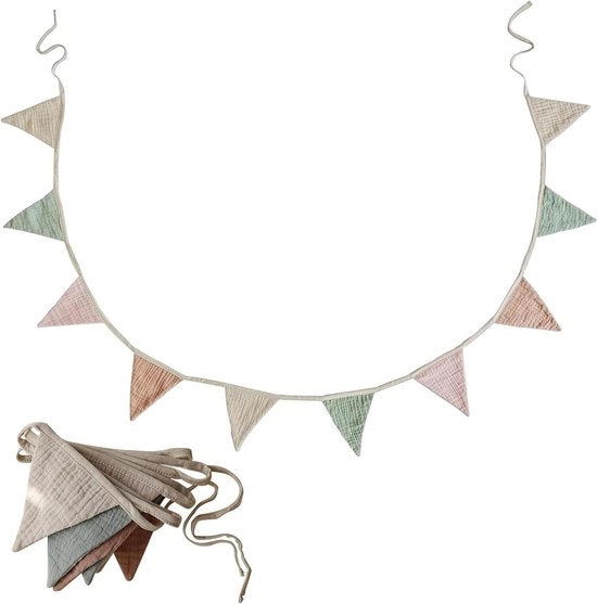 Fascia decorativa a strisce di stendardo in cotone - Colorata - 10 metri - Feste di compleanno