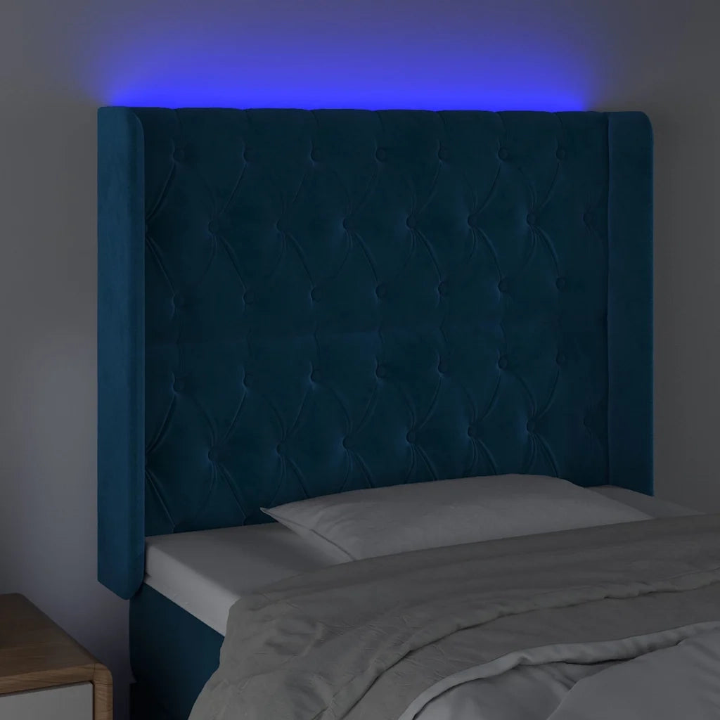 Testiera a LED Blu Scuro 103x16x118/128 cm in Velluto 3124430