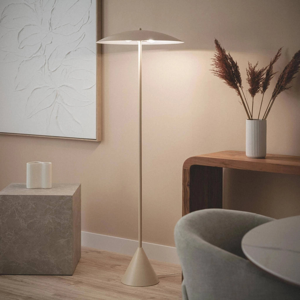 Lampada da terra per interni in metallo, ø50cm, beige