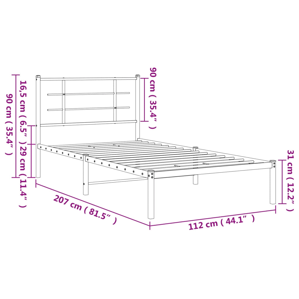 Giroletto con Testiera Metallo Bianco 107x203 cm 355606