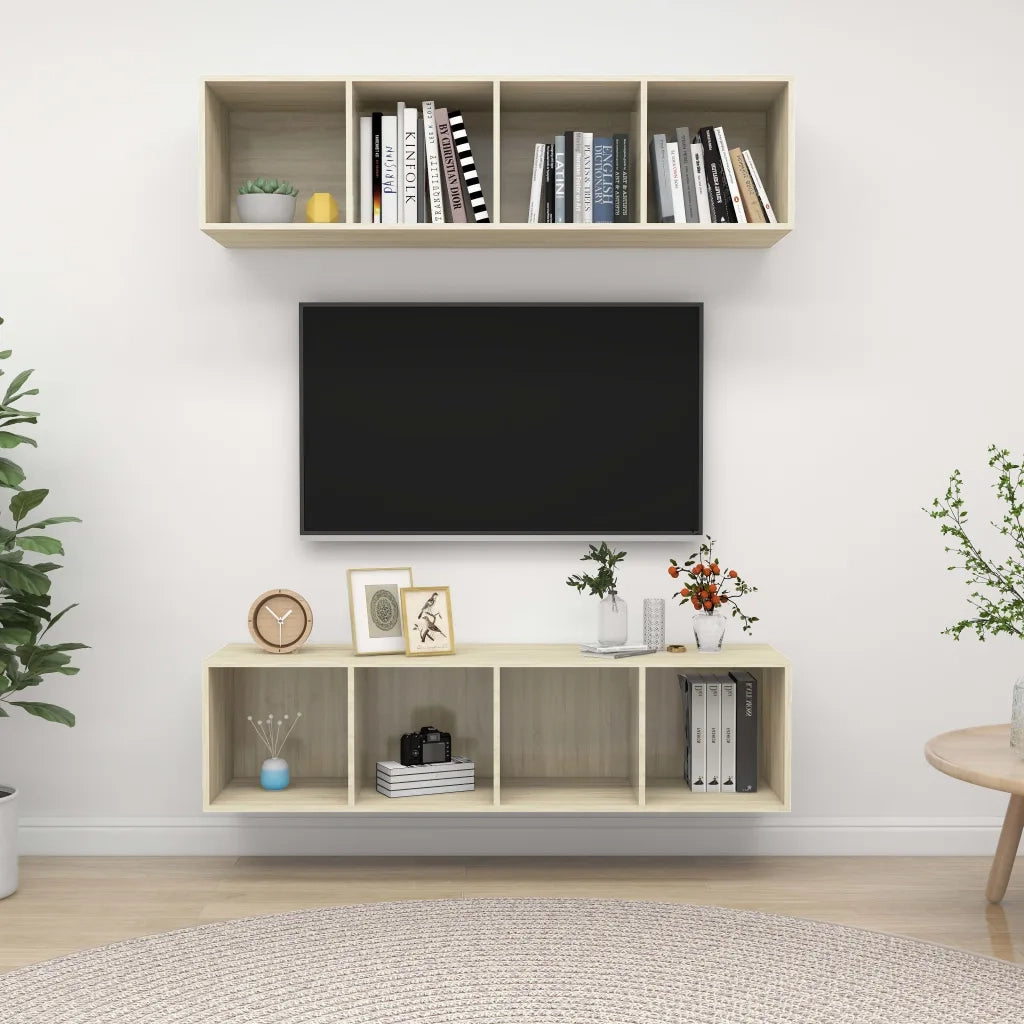 Mobile TV a Parete 2 pz | Armadietto TV | Mobile Porta TV Rovere Sonoma in Truciolato