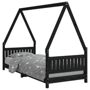 Giroletto per Bambini | Letto Infantile | Lettino Nero 80x200 cm in Legno Massello di Pino