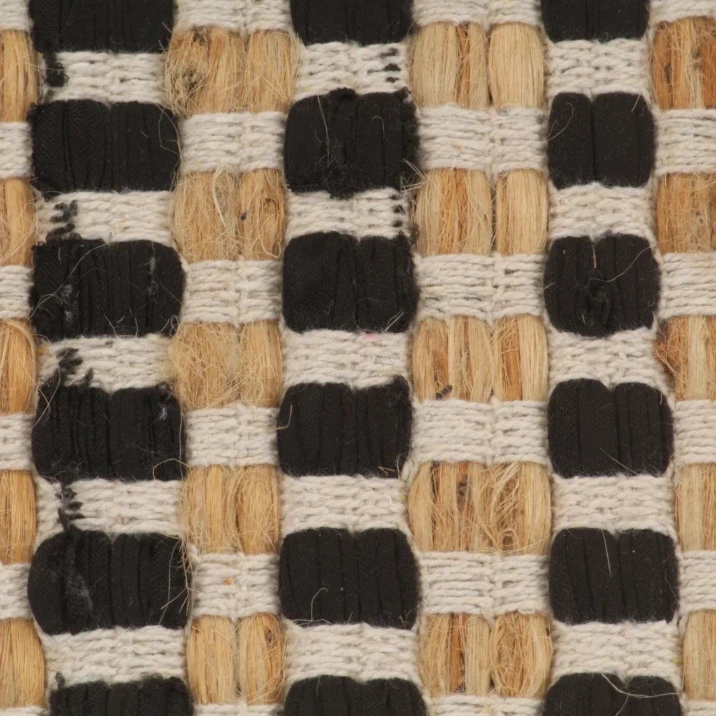 Set Tappeti in Iuta Intrecciati a Mano Naturale e Nero 133220
