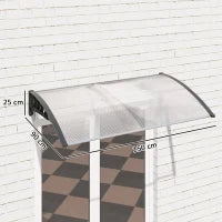 Tenda da Sole Curva con Viti e Bulloni Inclusi, in Policarbonato, PP e Alluminio, 90x150x25 cm