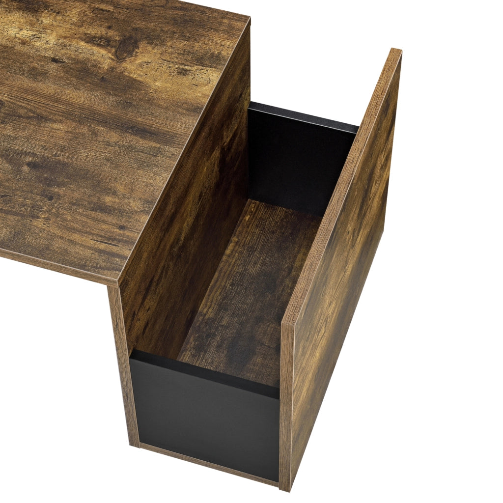Tavolino da Salotto Bollnäs con Vano Aperto Laterale 90 x 45 x 35 cm - Effetto Rovere Scuro [en.casa]