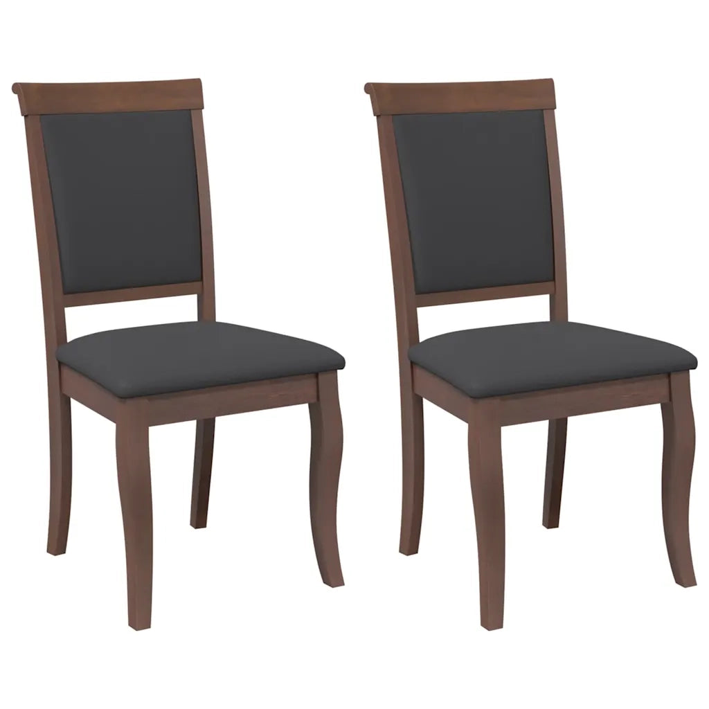Sedie da Pranzo con Cuscini 2pz Marrone Legno Massello di Hevea 4102487
