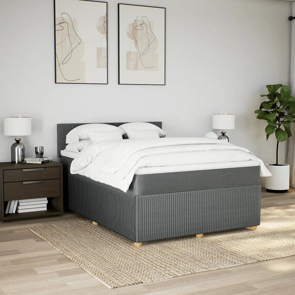 Giroletto a Molle con Materasso Grigio Scuro 140x190 cm Tessuto