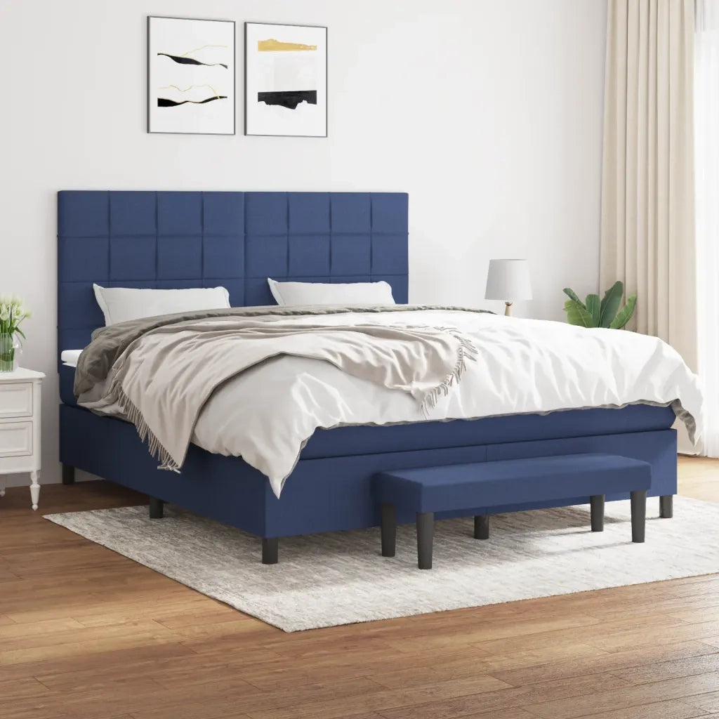Giroletto a Molle con Materasso Blu 160x200 cm in Tessuto cod mxl 35778
