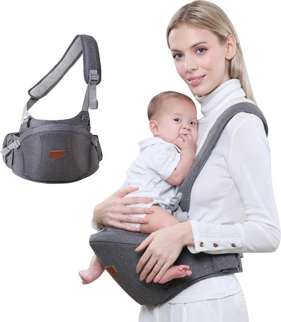 Porta bebè ergonomico, portabebè con cintura regolabile e tasca, sostegno per bambini con cinturino regolabile, supporto per bambini da 0 a 20 kg (grigio (cinturini))