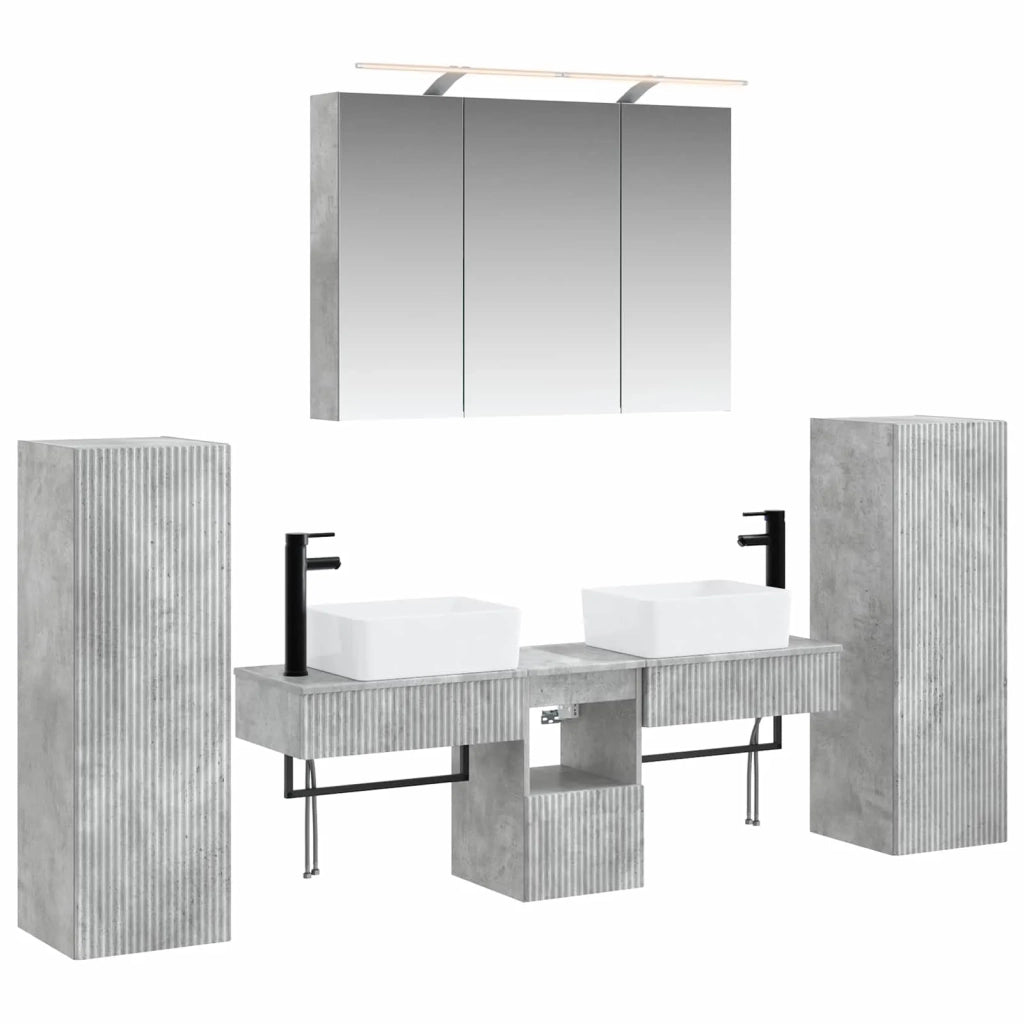 Set di mobili per il bagno 6 pcs Grigio Cemento 3407130