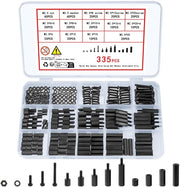 Set di viti in nylon - Viti M2,5 e spaziatori - Resistenti e termo-resistenti - Materiale in plastica nera - Kit di accessori - Adatto per PC...