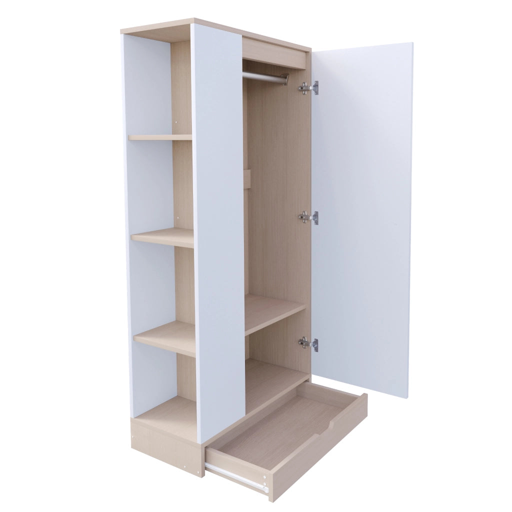 ARMADIO a 1 anta 70 x 40 x 170 cm Legno Bianco/Naturale