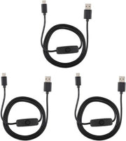 Cavo di alimentazione USB Type-C a USB-A 2.0, 3 pezzi - Cavo USB Type-C con interruttore, alta qualità, filo di rame puro, 4B adatto.