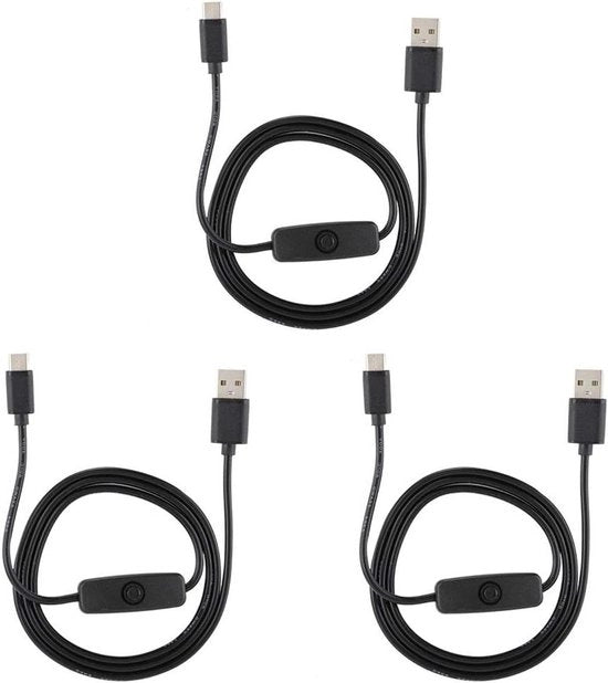 Cavo di alimentazione USB Type-C a USB-A 2.0, 3 pezzi - Cavo USB Type-C con interruttore, alta qualità, filo di rame puro, 4B adatto.