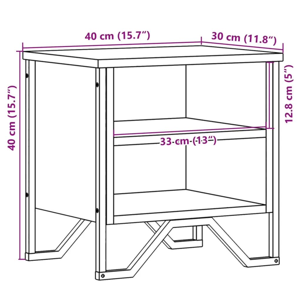 Comodini Neri 2 pz 40x30x40 cm in Truciolato