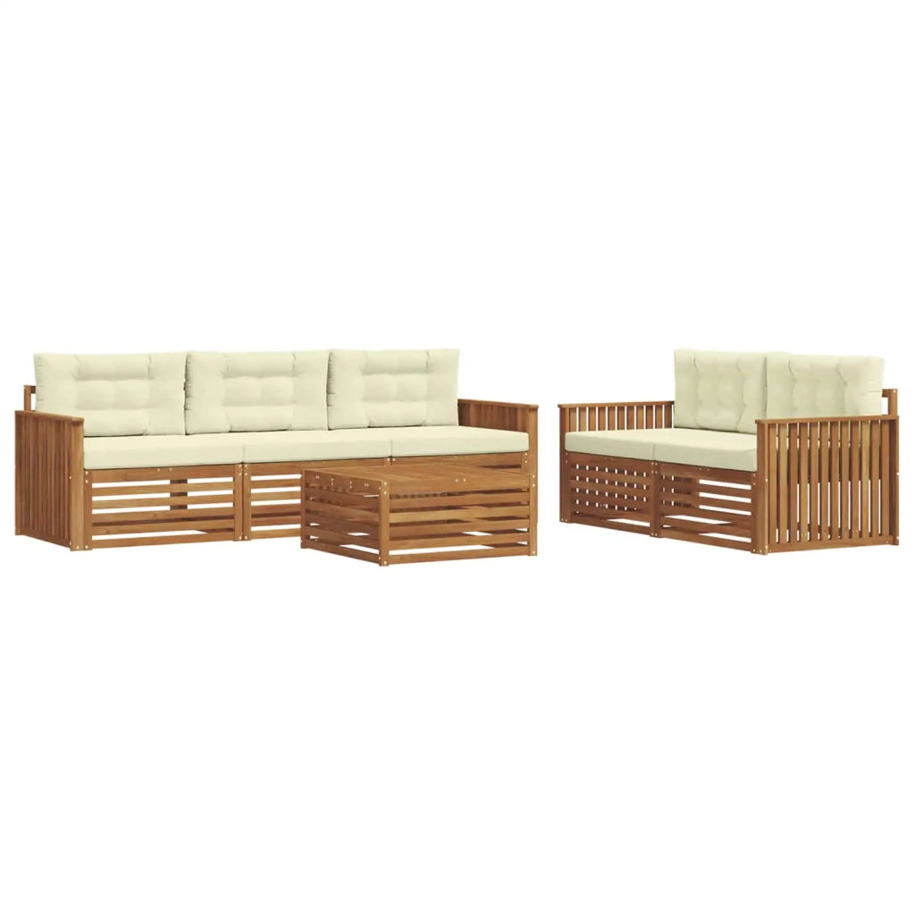 Set di divani da esterno con cuscino 6 pcs Naturale e Crema 3373015