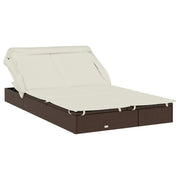 Sdraio da giardino | Lettino Doppio Tetto Pieghevole Marrone 213x63x97 cm Polyrattan