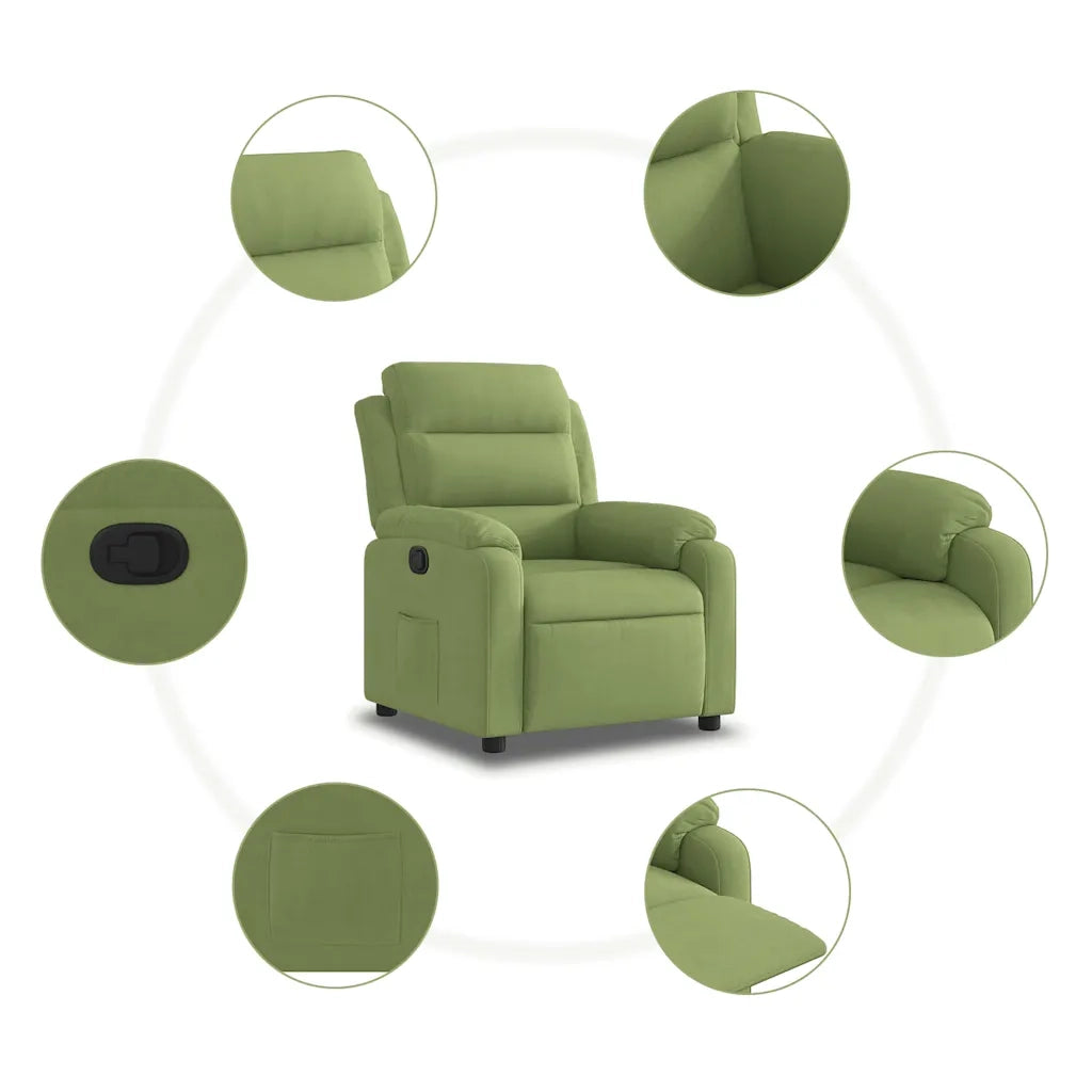 Poltrona Reclinabile Verde Chiaro in Velluto 373503
