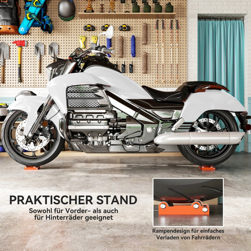 Cavalletto per pulizia moto con rulli girevoli ¨C Xylo ¨C Arancione, capacit¨¤ <220 kg