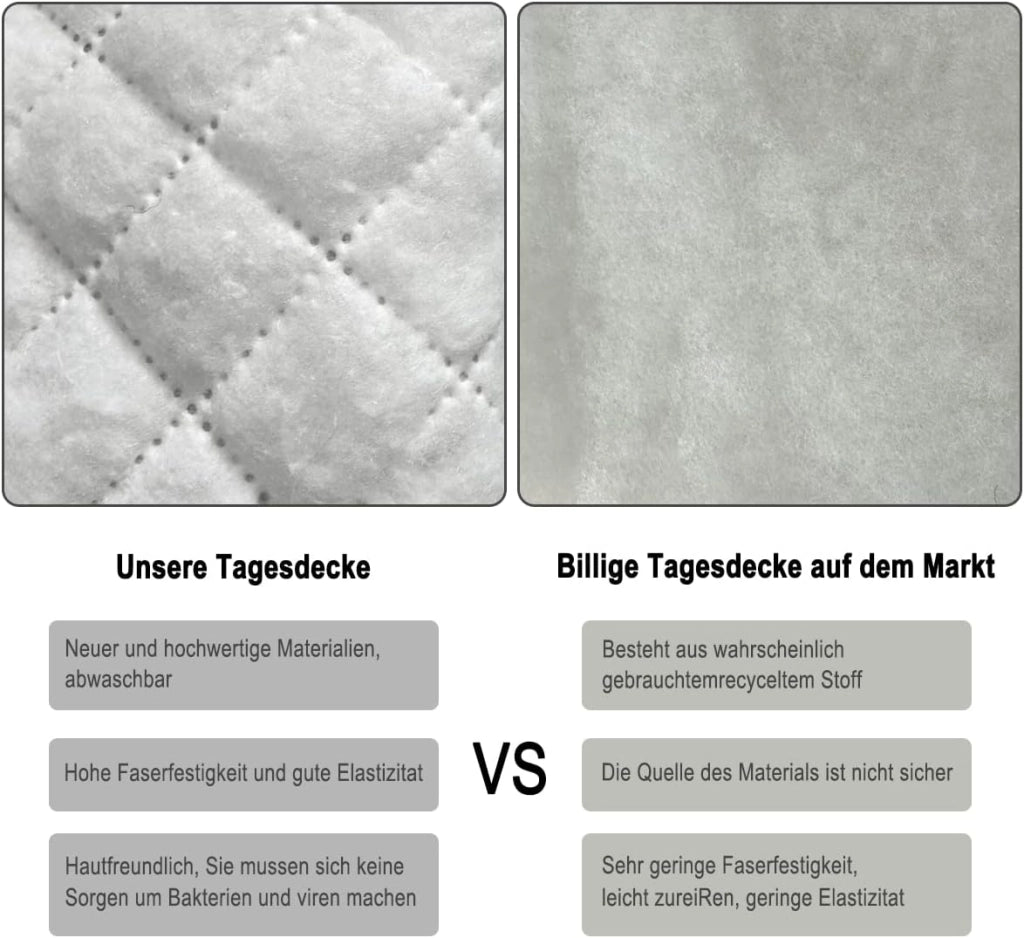 Trapuntino Matrimoniale Trapunta Singolo Copriletto Trapuntato Double Face Reversibile Moderno Grigio+Beige 240x260 cm 2 Pezzi