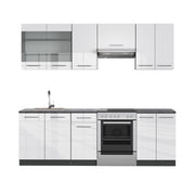 Cucina componibile Fame-Line Bianco lucido/Antracite 240 cm, PT Antracite Vicco