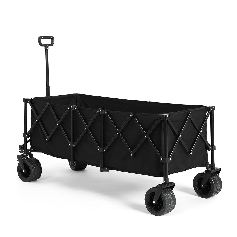 Carrello da spiaggia e giardino pieghevole - Xylo - 300 l 100 kg ruote fuoristrada portabicchieri - Nero