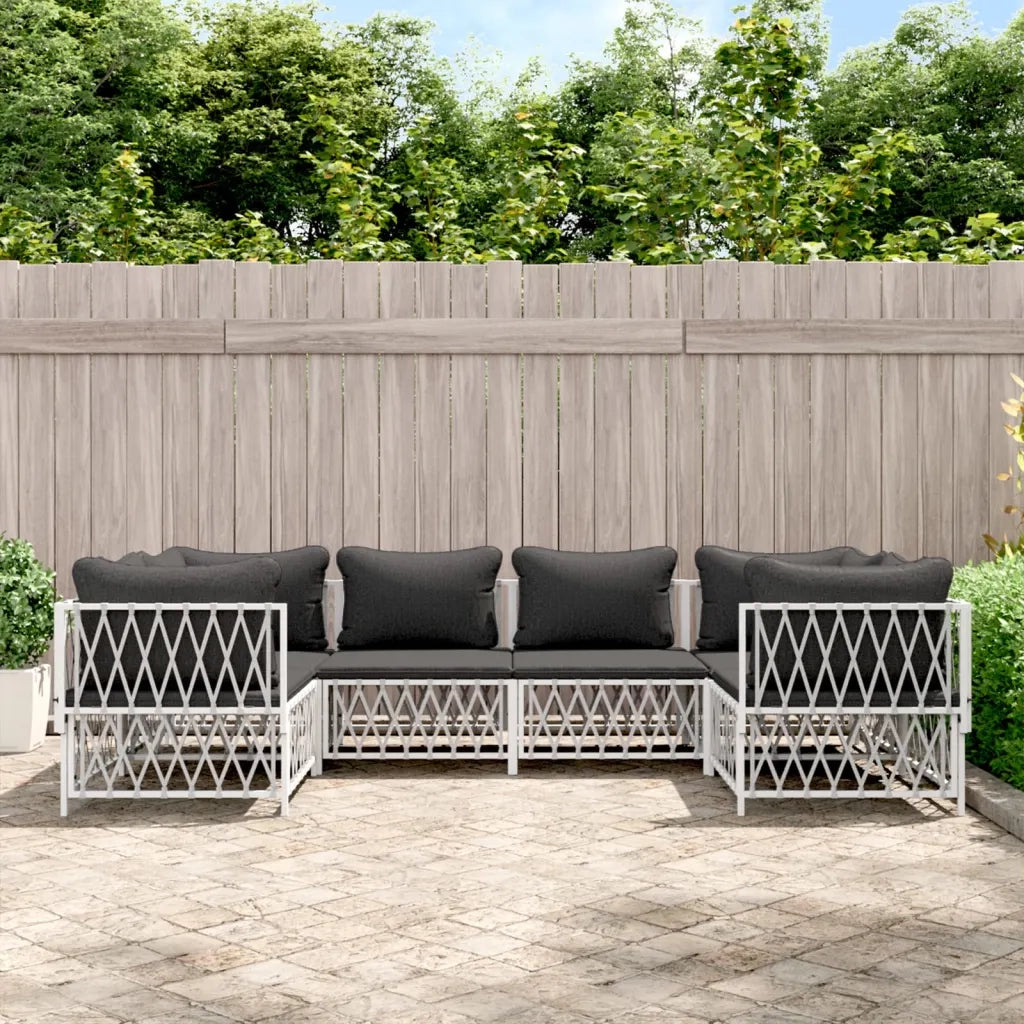 Set Salotto da Giardino 6 pz con Cuscini in Acciaio Bianco 3186918