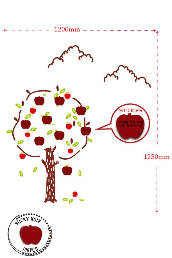 Sticker da Muro Apples 120x125 cm Plastica