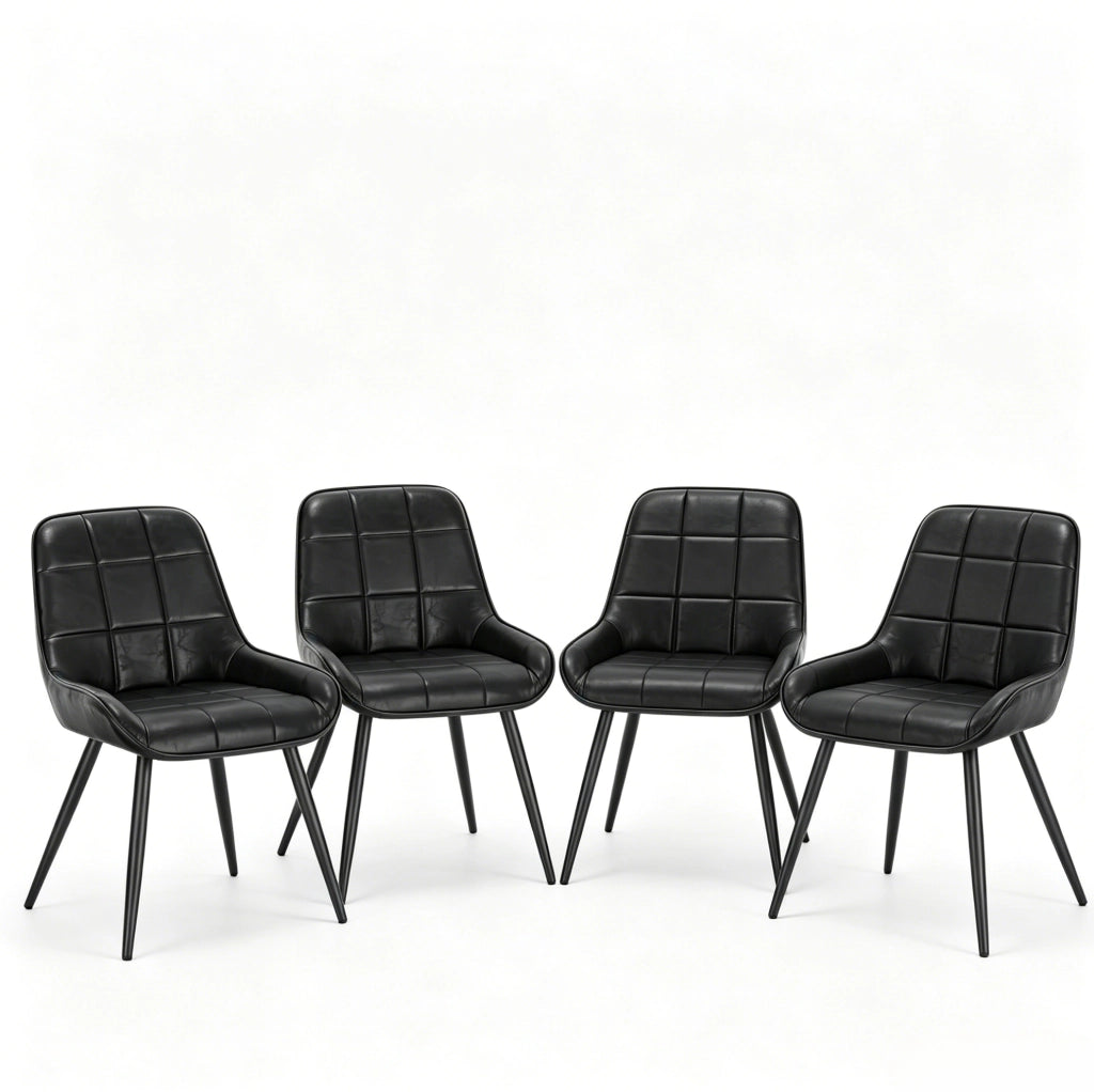 Set di 4 sedie da pranzo in similpelle nera