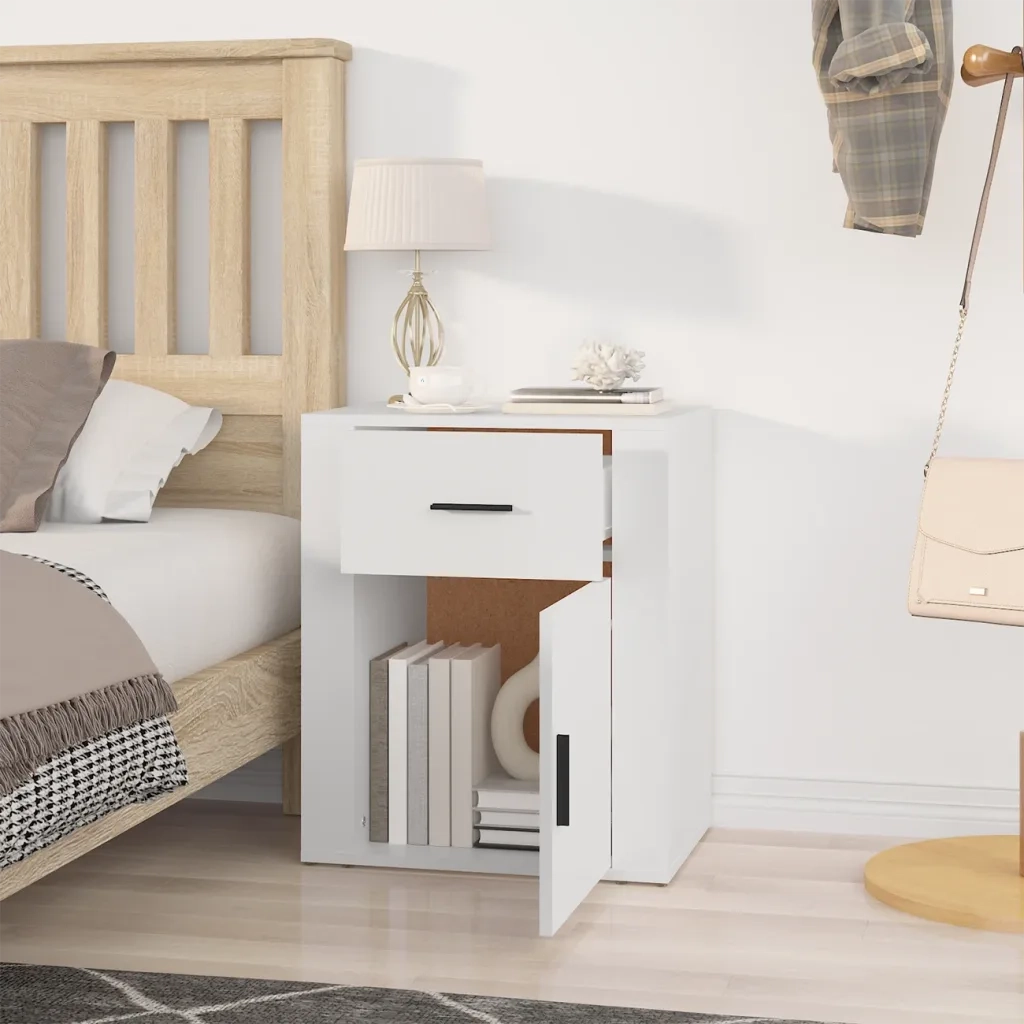 Comodino Bianco 50x36x60 cm in Legno Ingegnerizzato cod mxl 31046