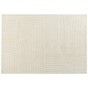 Tappeto da salotto moderno in lana con motivo a righe e tinta unita beige 160 x 230 cm soggiorno camera da letto
