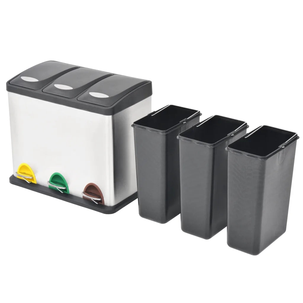 Pattumiera a Pedale per Riciclo in Acciaio Inossidabile 24 L CFW9197526